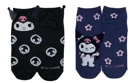 Sanrio Kuromi Womens Ankle Socks with 3D Ears 2-Pack Exclusivité Games Zone